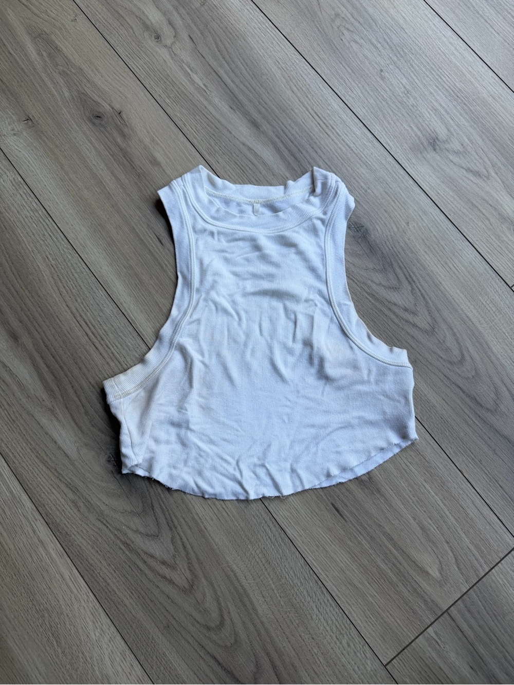 ARE YOU AM I White Ribbed Cropped Tank Top